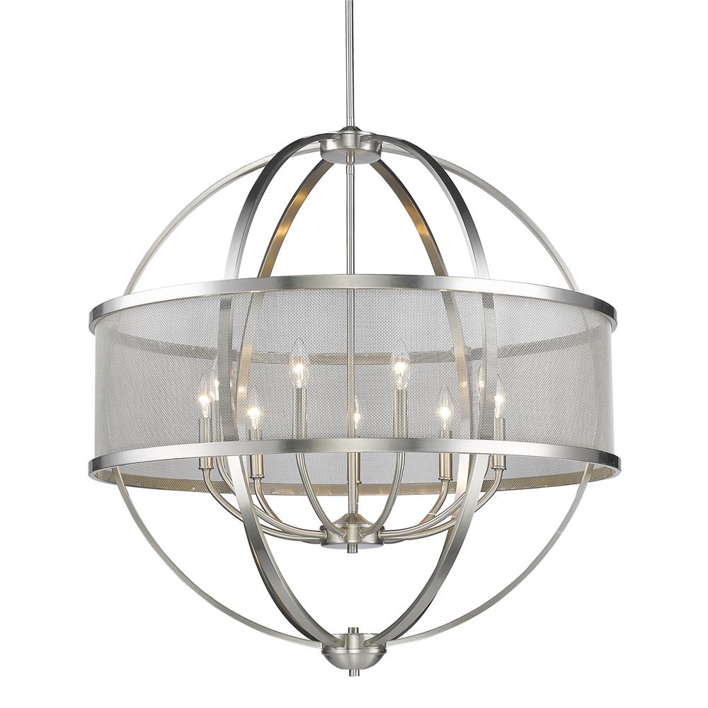 Golden Lighting 3167-9 PW-PW Colson PW 9 Light Chandelier (with shade)